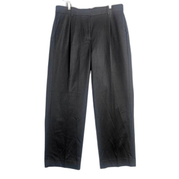 NEW J.Crew Essential Straight Wool Blnd Dress Pants Black Sz 14 Pleated Trousers - Picture 1 of 12